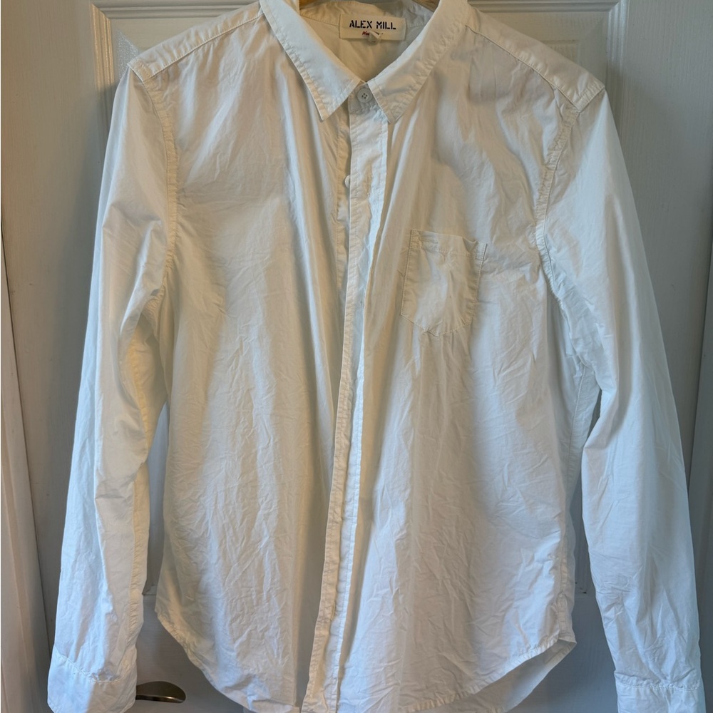 Alex Mill White Cotton Poplin Button Down Shirt